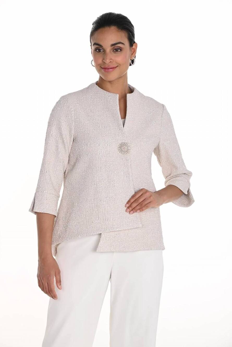 NEW FRANK LYMAN textured shimmery swing jacket in pink/gold - Picture 4 of 4